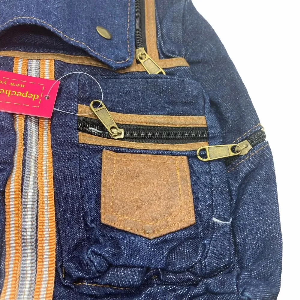 Depeche Mode Backpack Tote Denim Blue Zipper Shoulder Strap Travel Retro New